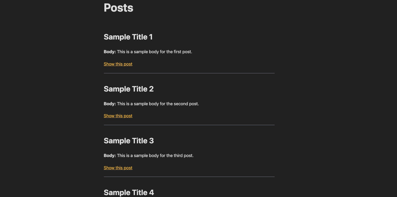 A blog app with a list of posts